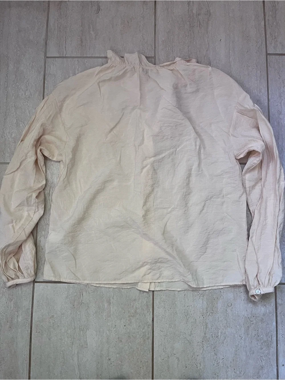 Zara Cream Romantic Blouse Button Front Puff Sleeve Cottagecore XS